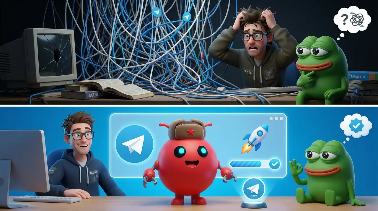 3D мем: Clawd Bot в ушанке запускает Telegram-бота за минуты