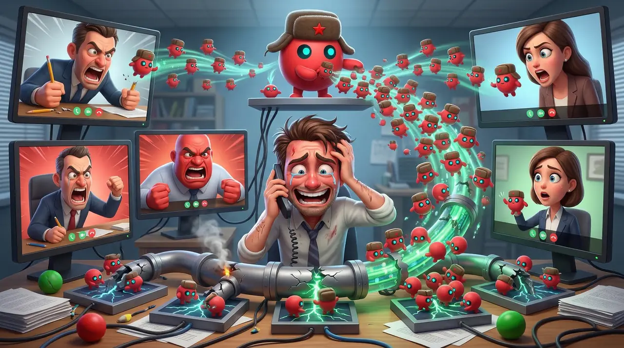 3D мем: Clawd Bot в ушанке спасает агентство от хаоса клиентских чатов